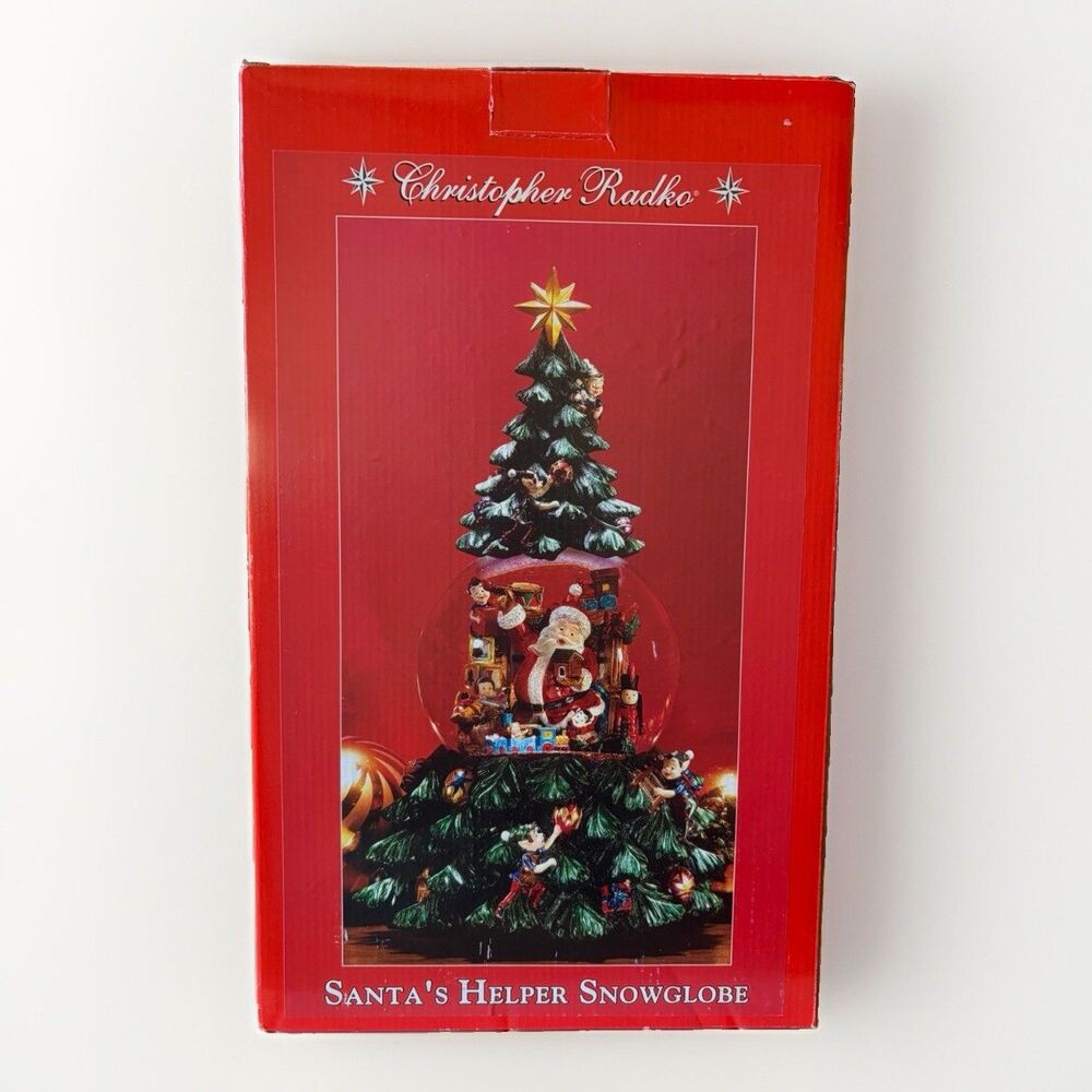Christopher Radko Santa’s Helper Musical Snow Globe 2002 O Tannenbaum w/ Box